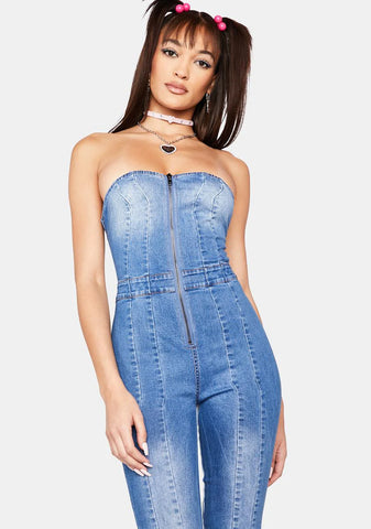 Sad 4 What Denim Jumpsuit