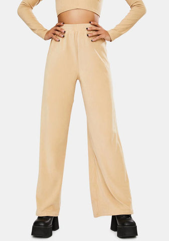 Tan Velvet Rib Obeli Trouser
