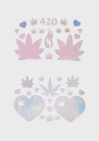 420 Love Holographic Body Stickers Set