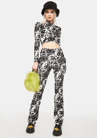 Yin Yang Velour Flare Pants