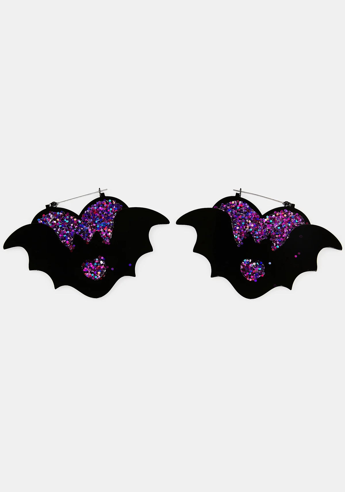 Purple Heart Bat Hoop Earrings
