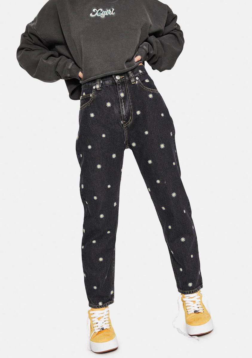 Daisy in the Darkness Embroidery Pants