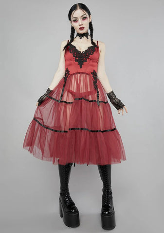 Wine Haunting Melody Midi Dress