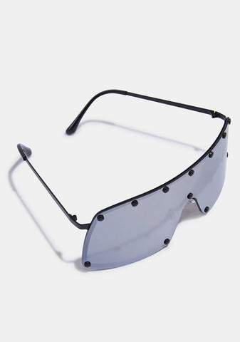 Atmosphere Oversized Silver Shield Sunglasses