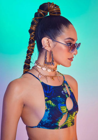 Abstract Burn Print Recycled Bikini Top