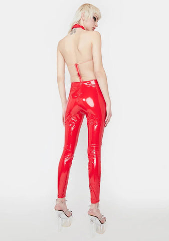 Cherry A Sweet Disaster Patent Jumpsuit