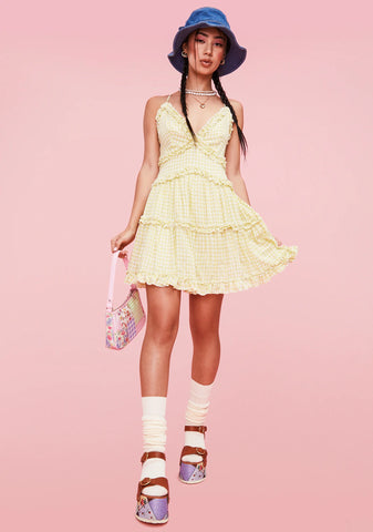 Lime Practically Perfect Gingham Mini Dress