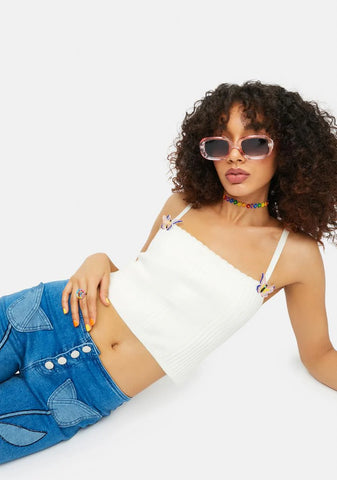 Butterfly Secrets Ribbed Knit Tank Top