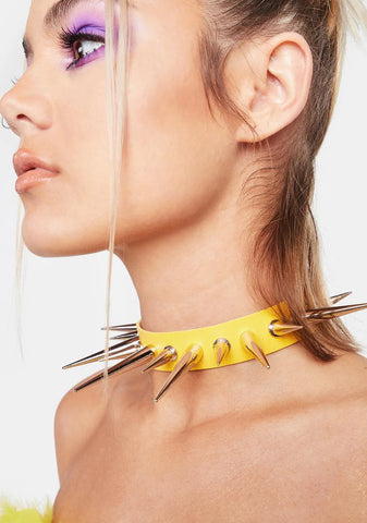 Yellow Mega Spikey Baby Collar