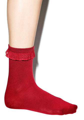 Struck By Cupid Ruffle Ankle Socks