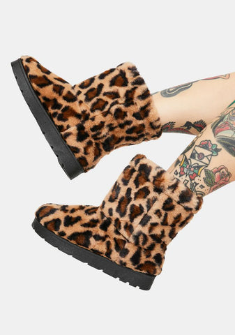 Leopard Don't Bother Me Faux Fur Boots