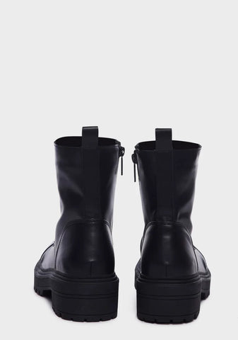 Noir Down For Fun Lace Up Boots