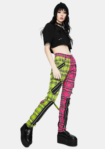 Lime Pink Madness Plaid Pants