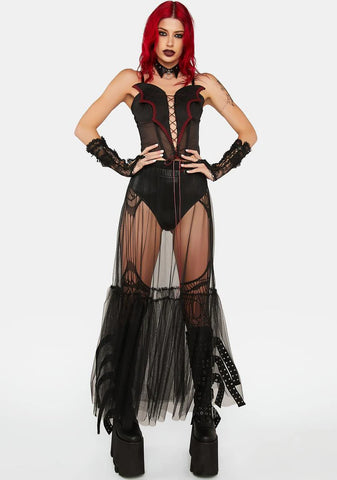 Lace-Up Bat Wing Bustier Top