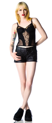Leather and Lace Moto Shorts
