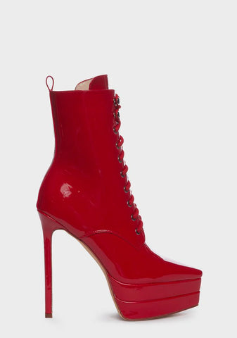 Red Ebony Platform Stiletto Boots