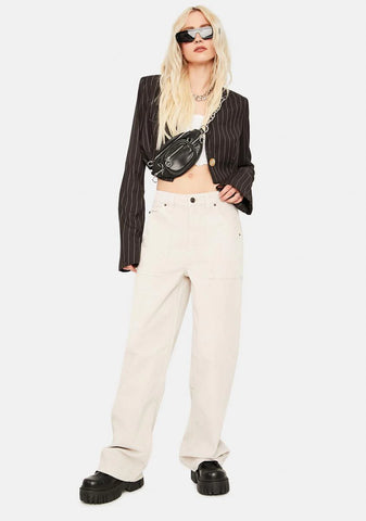 Ivory Corduroy Puddle Trousers