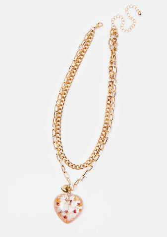 Singing Again Heart Chain Necklace