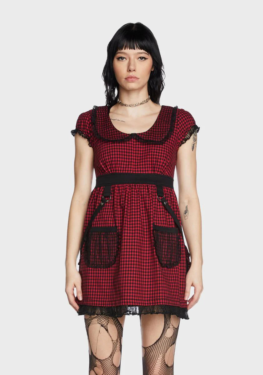 Black And Red Bo Peep Strap Dress