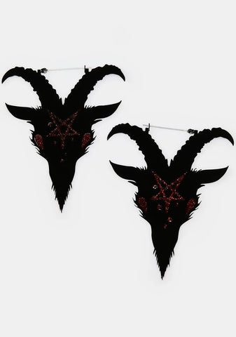 Red Pentagram Satan Hoop Earrings