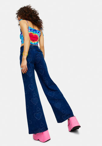Come To Life Heart Twill Wide Leg Pants