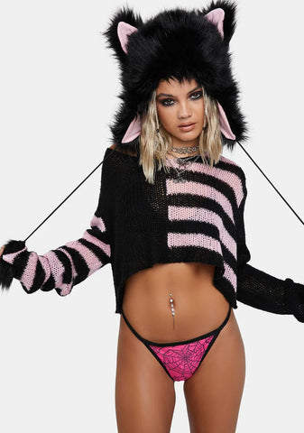 Pink Web Heart Thong