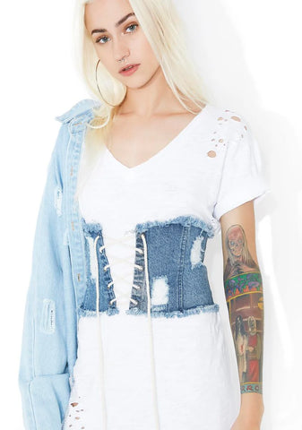 New Scene Distressed Denim Waist Belt