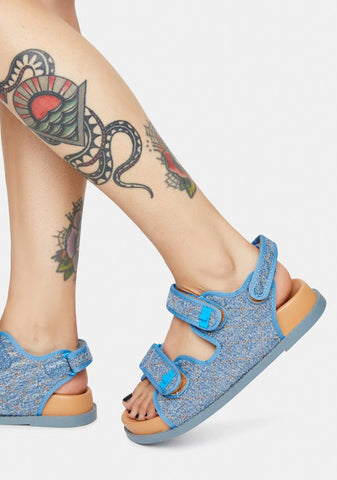 Aqua Carmen Denim Flat Sandals