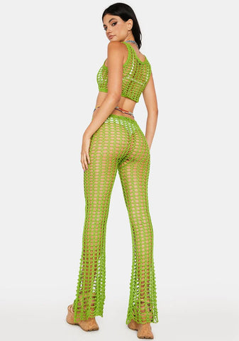 Sage Desert Dancing Crochet Pants Set
