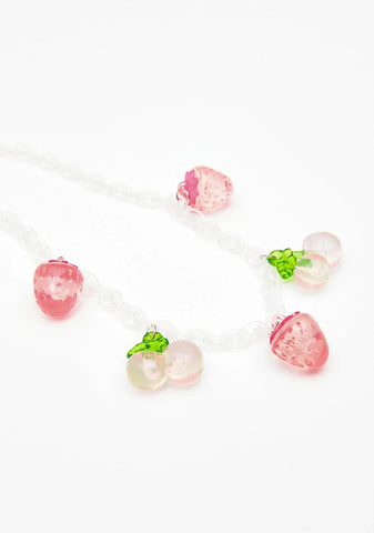 Pastel Bitten Cherries Chain Necklace