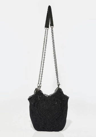 Embroidered Heart Crossbody Bag