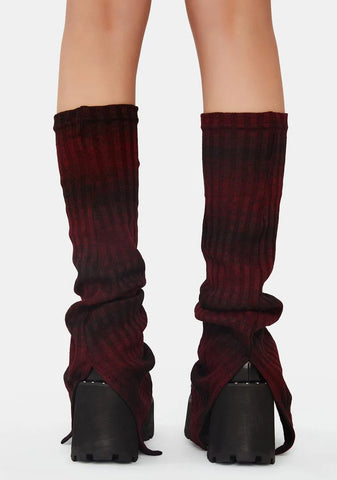 Red Daily Striped Leg Warmers