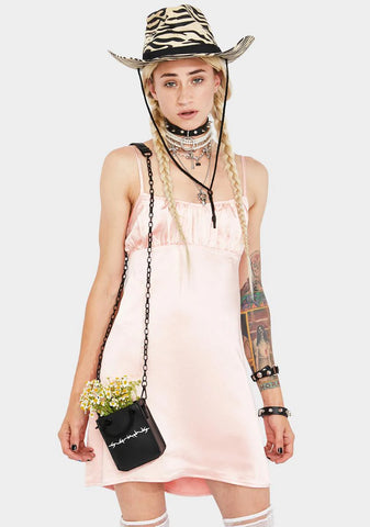 Satin Peach Dahlia Mini Dress