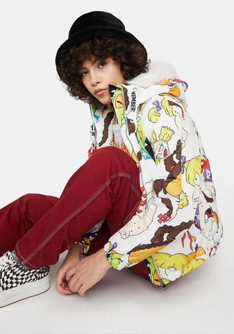 X Nickelodeon White Snorkel Bomber Jacket