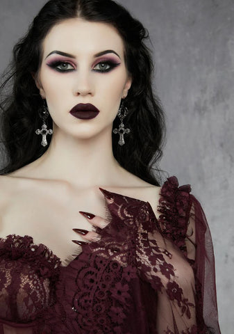 Haunting Sensations Cross Earrings