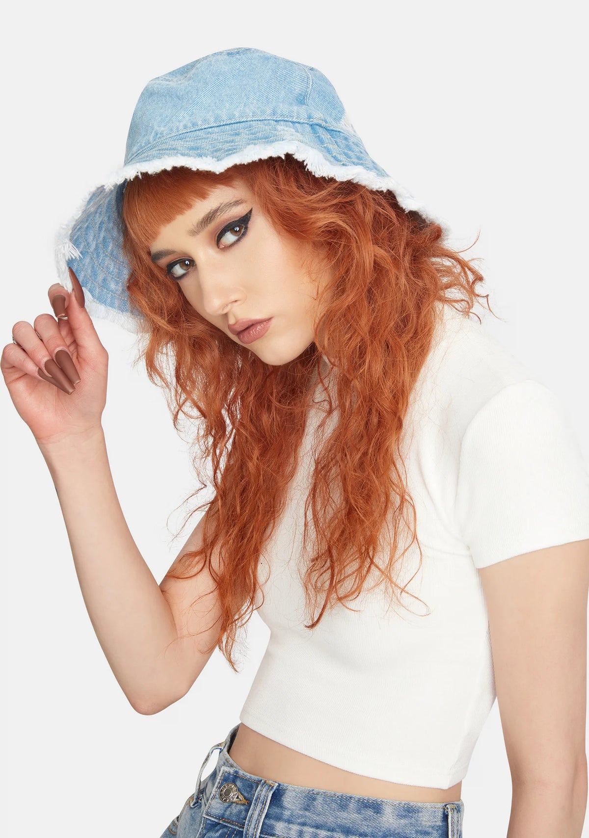 Distressed Denim Bucket Hat