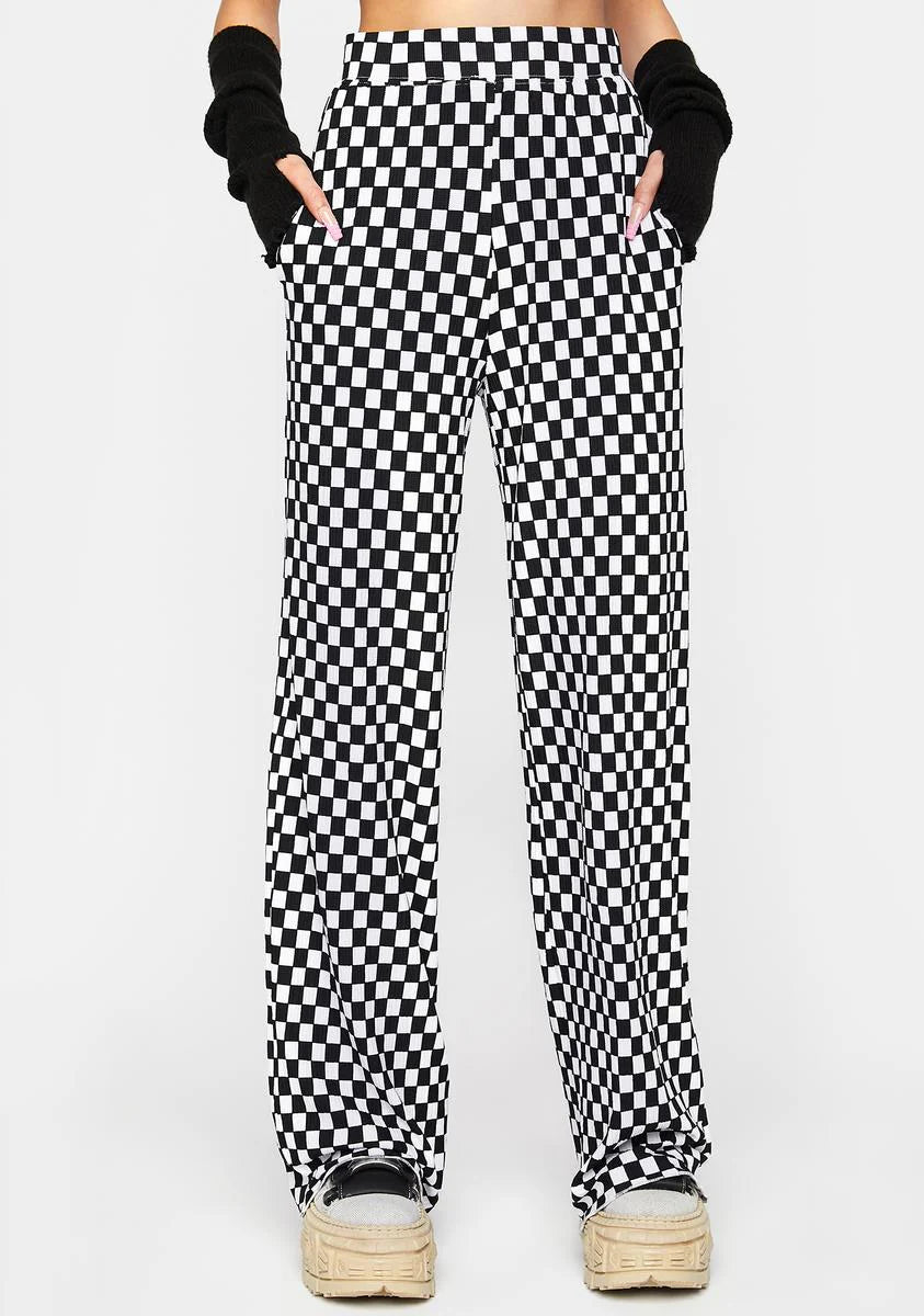 Checkered Knit Pants