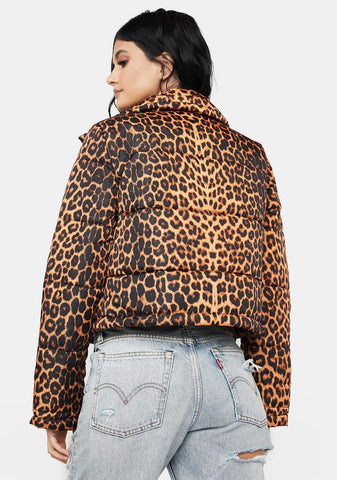 In A Good Way Leopard Puffer Coat