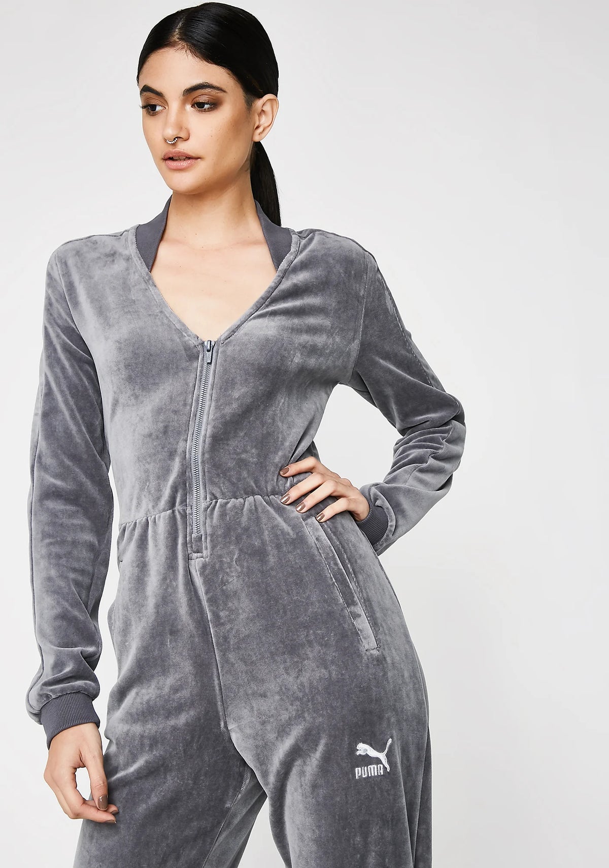 Quiet Shade Velour Jumpsuit