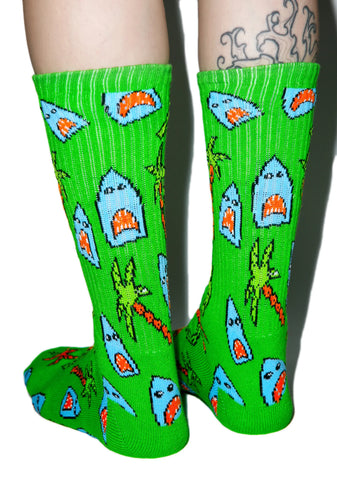 Anne Freeman Shark Attack Crew Socks