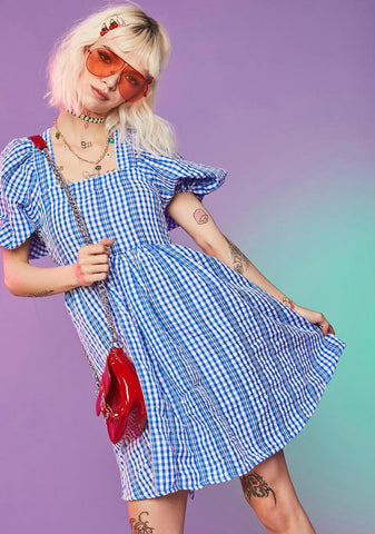 Arms Wide Open Gingham Dress