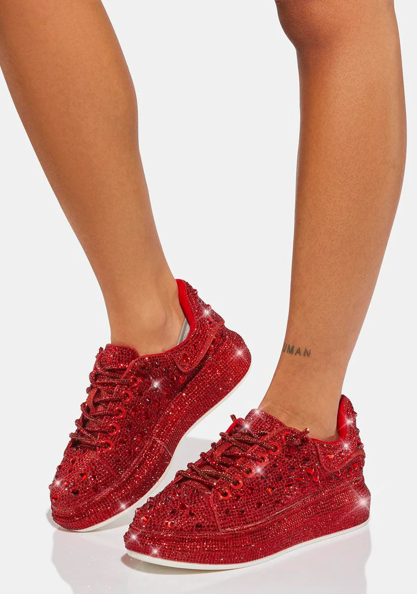 Red Azure Rhinestone Sneakers