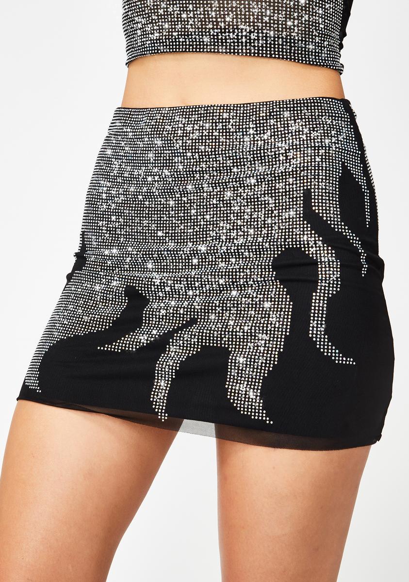 Set Me On Fire Rhinestone Skirt