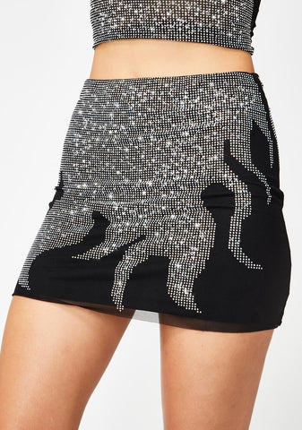 Set Me On Fire Rhinestone Skirt
