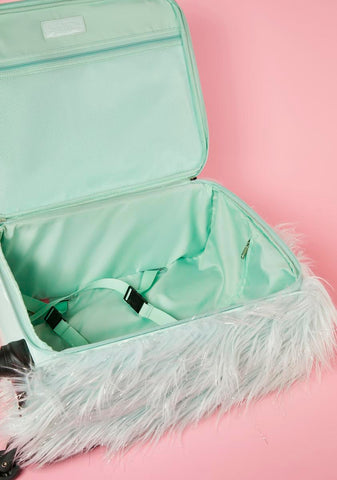 Mint You're High Maintenance Fuzzy Suitcase