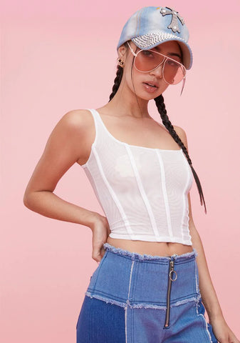 Icy Get Lucky Mesh Corset Top