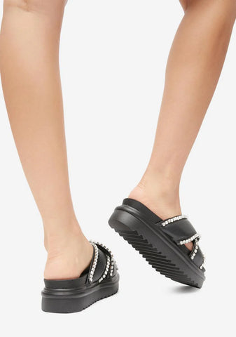 Black Artistic Slide Sandals