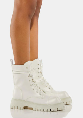 White Gimli Combat Boots