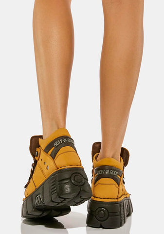 Camel Metallic S29 Leather Sneakers