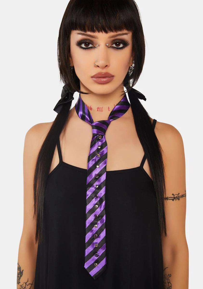 Violet Punk Cute Girl Striped Tie